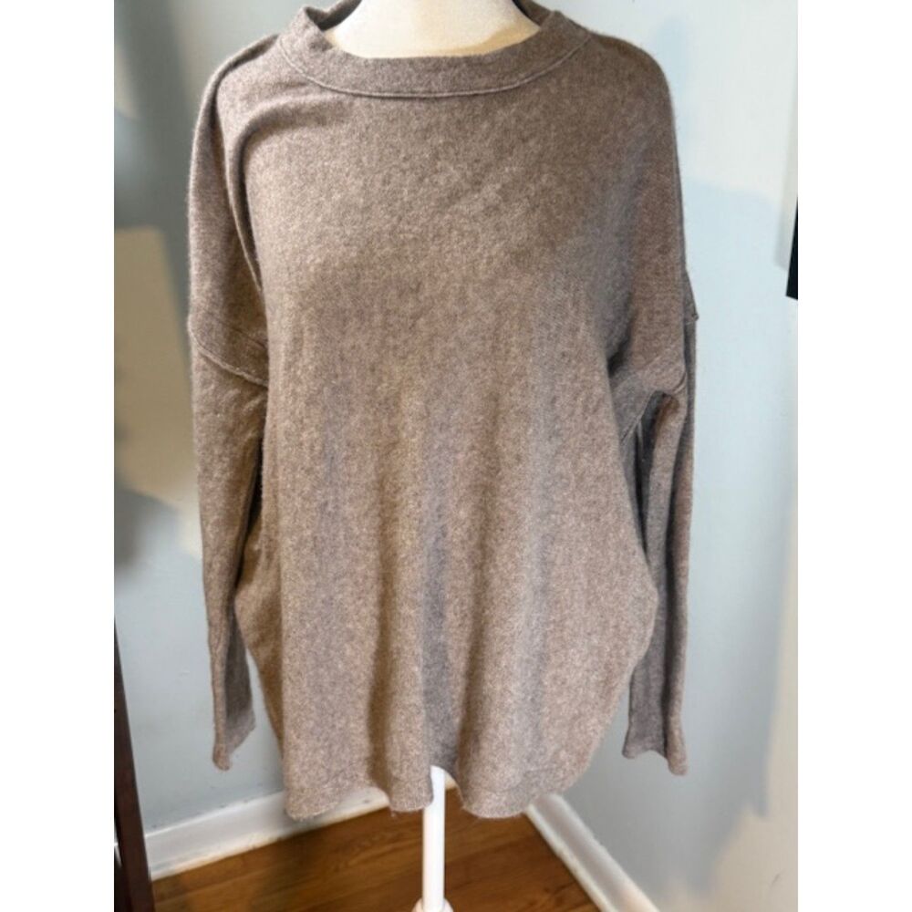 Kinross Cashmere oversized taupe sweater L/XL quiet luxury 100%‎ cashmere Scandi
